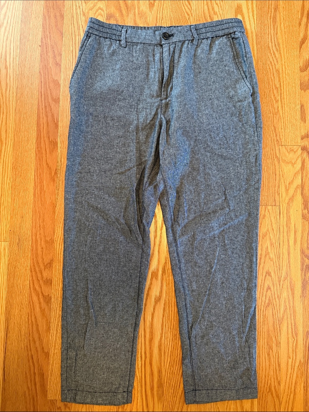 Banana Republic Navy and White Athletic Linen and Cotton Blend Casual Pants